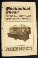 Cincinnati-Cincinnati Mechanical Shear Manual, Operation and Maintenance Manual-10-100-14-18-25-43-62-Series 10-Series 14-Series 18-Series 25-Series 43-Series 62-01